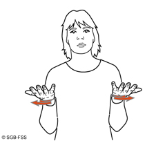Illustration für die Gebärde WENN – Gebärdensprachelexikon Gehörlosenbund