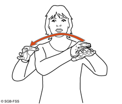 Illustration für die Gebärde ENKLAVE – Gebärdensprachelexikon Gehörlosenbund