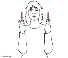 Illustration für die Gebärde SITZEN – Gebärdensprachelexikon Gehörlosenbund