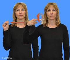 Foto für die Gebärde BIS SPÄTER – Gebärdensprachelexikon Gehörlosenbund