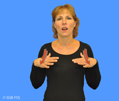 Foto für die Gebärde ANZIEHEN – Gebärdensprachelexikon Gehörlosenbund