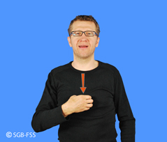 Photo du signe FAIM – Lexique de la langue des signes, Fédération Suisse des Sourds