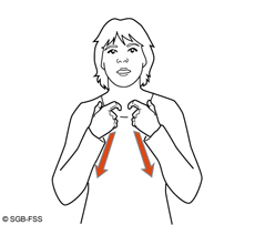 Illustration für die Gebärde ANWALT – Gebärdensprachelexikon Gehörlosenbund